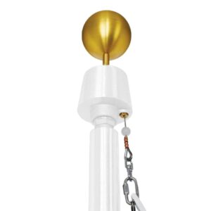 20' USA MADE High Wind One Piece Aluminum Internal Halyard, Tapered Flag Pole Commercial Grade