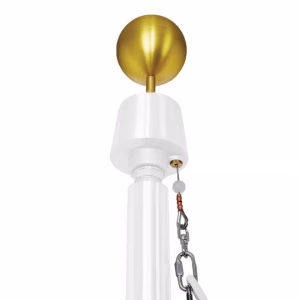High Wind 35' One Piece Aluminum Internal Halyard, Non Furling Tapered Flag Pole Commercial Grade