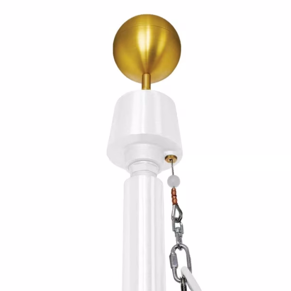 High Wind 35' One Piece Aluminum Internal Halyard, Non Furling Tapered Flag Pole Commercial Grade