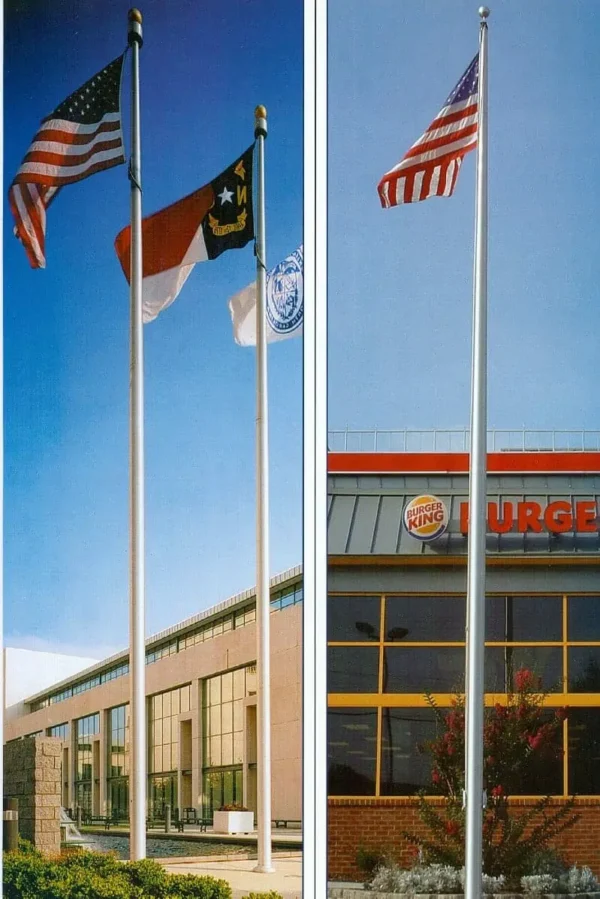 High Wind 35' One Piece Aluminum Internal Halyard, Non Furling Tapered Flag Pole Commercial Grade - Image 3