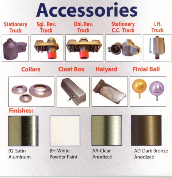 45' Made in the USA High Wind Tapered Aluminum Internal Halyard, Non Furling Flag Pole Commercial Grade - Image 2