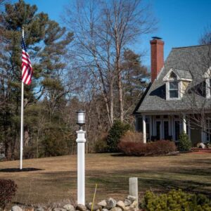 white flag pole display from Bob's Flagpoles