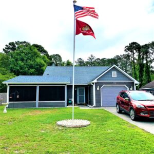 20' Telepole Superior 1 Silver Telescoping Flagpole-2.75" Base,10 Gauge Aluminum
