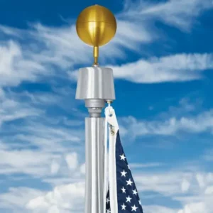 30' One Piece Aluminum Internal Halyard Tapered Flag Pole Commercial Grade