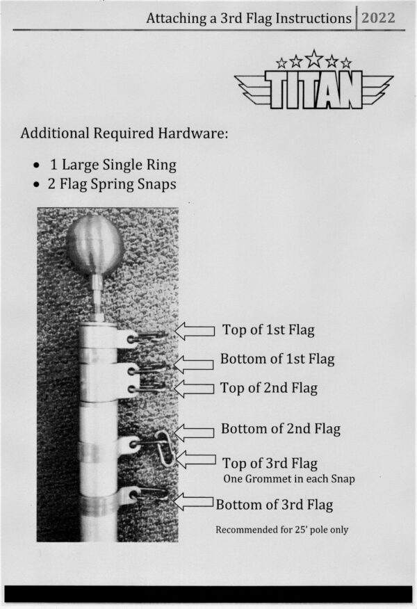 Fly Three Flags on Your 25' Titan Flagpole. Easily Installed. Choose Color to Match Pole - Image 3
