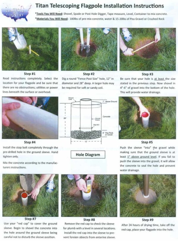How to install your flagpole with Bob's Flagpoles.