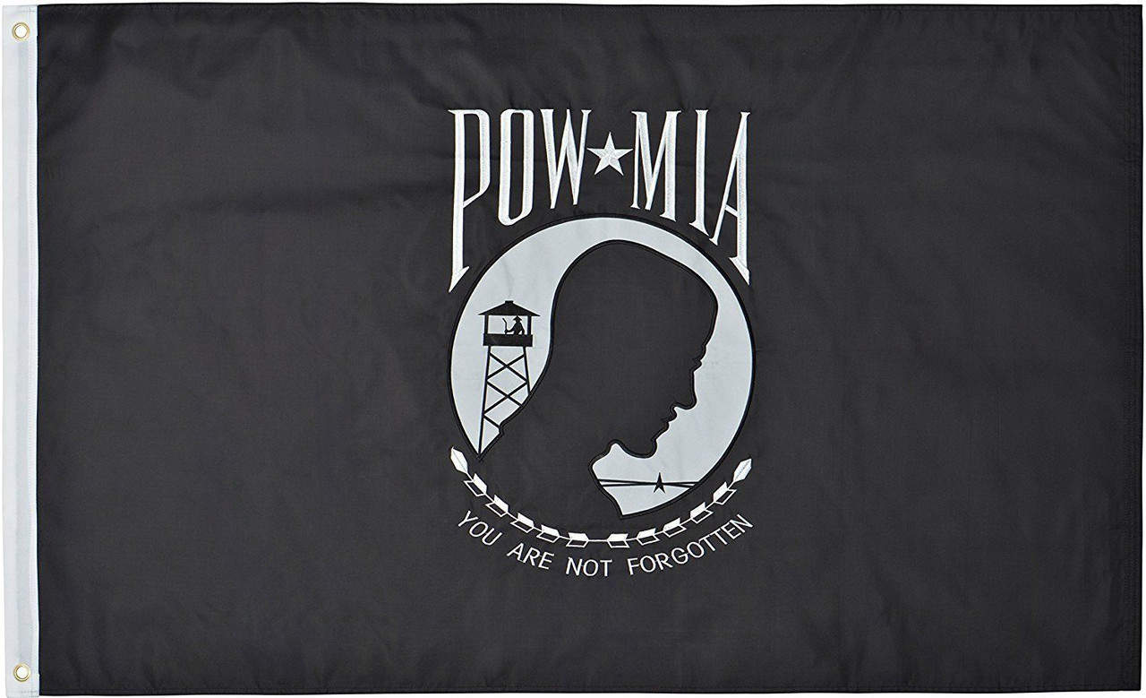 3'X5' POW/MIA Sewn and Embroidered Nylon 2 sided 150D