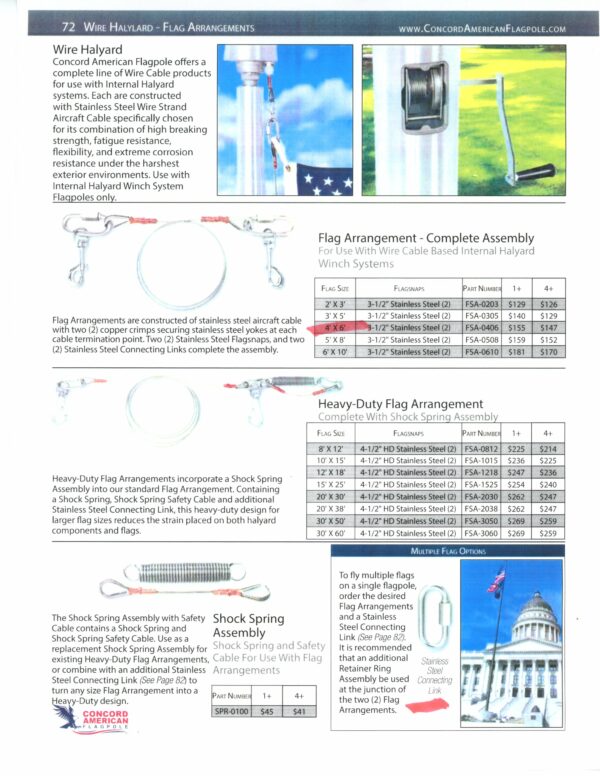 Add A 4X6 Second Flag to Your Concord Stainless Steel Internal Halyard Flagpole