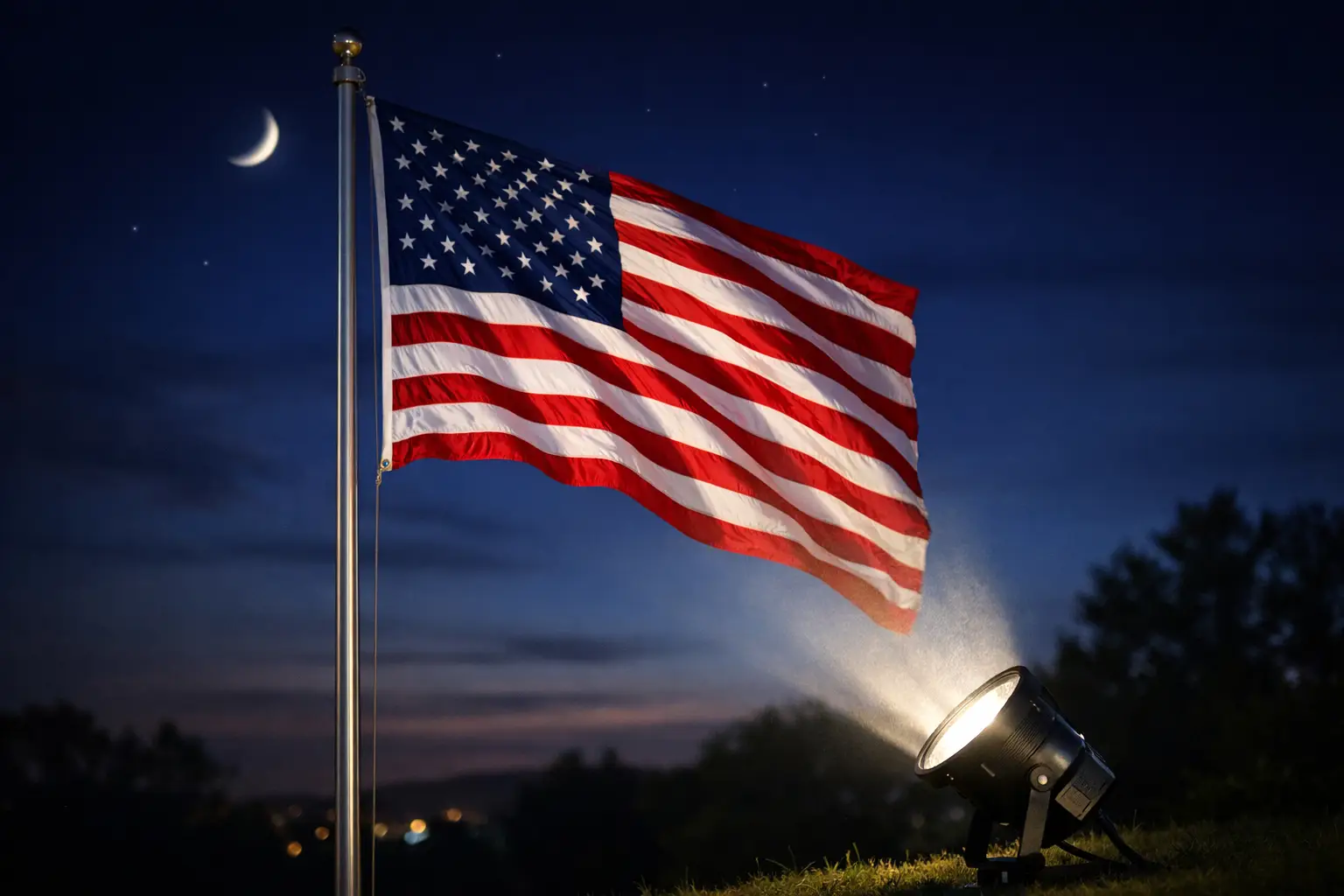 How to Light a Flag at Night the Right Way