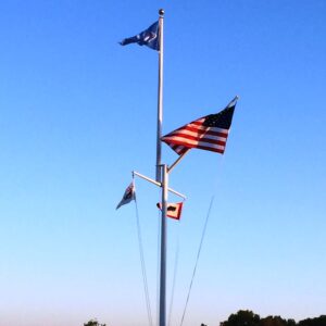 Zeus Double Masted Flagpole with Yardarm and Gaff